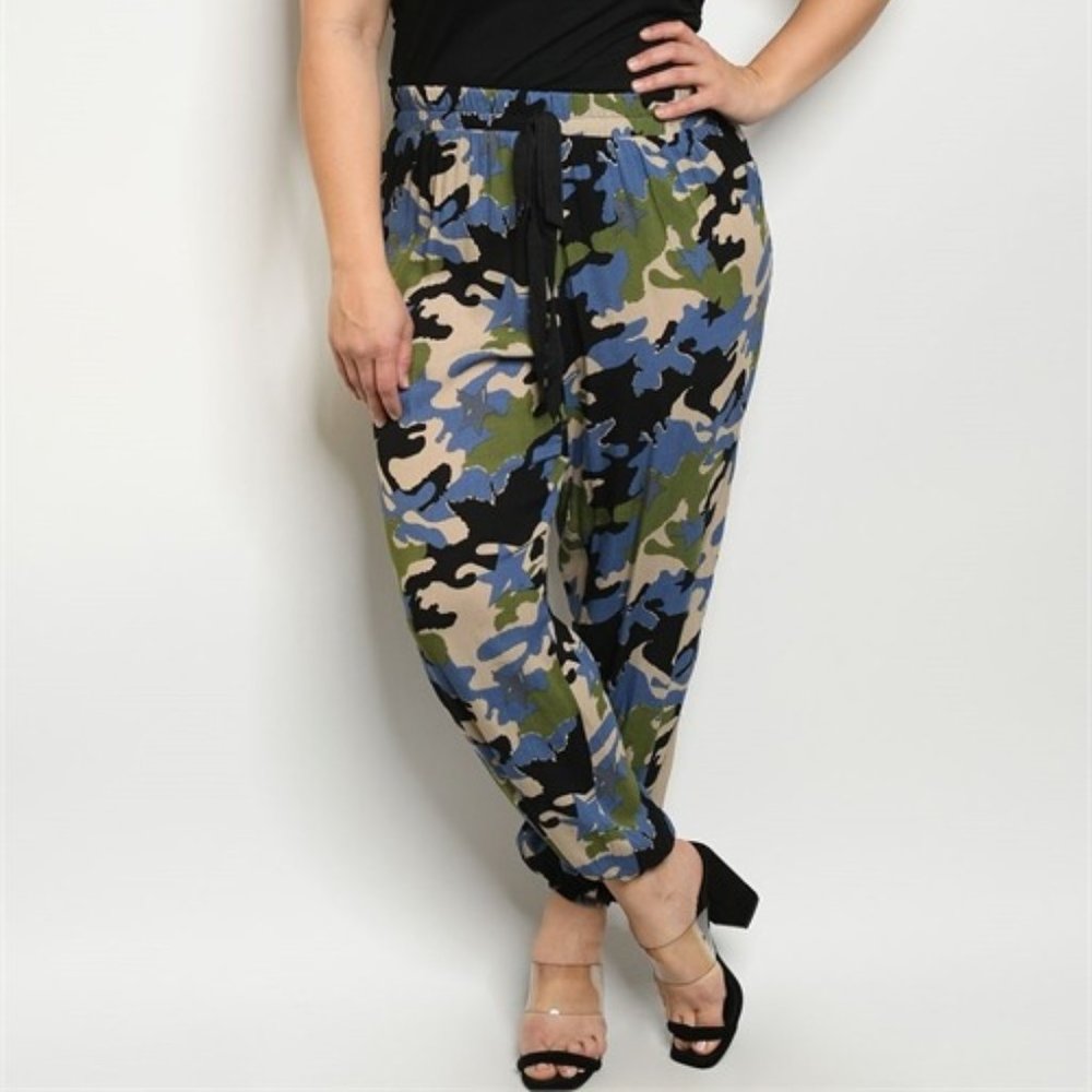 Camo Cutie plus size Pants- Blue